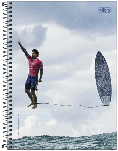 Tilibra - Caderno Espiral Capa Dura Universitário Connect 1 Matéria Gabriel Medina 80 Folhas + Poster Autografado