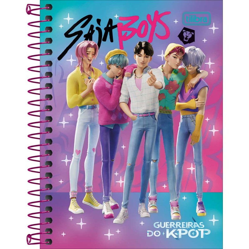 Caderno Espiral Capa Dura Universitário 16 Matérias Guerreiras do K-Pop 256 Folhas - Sortido