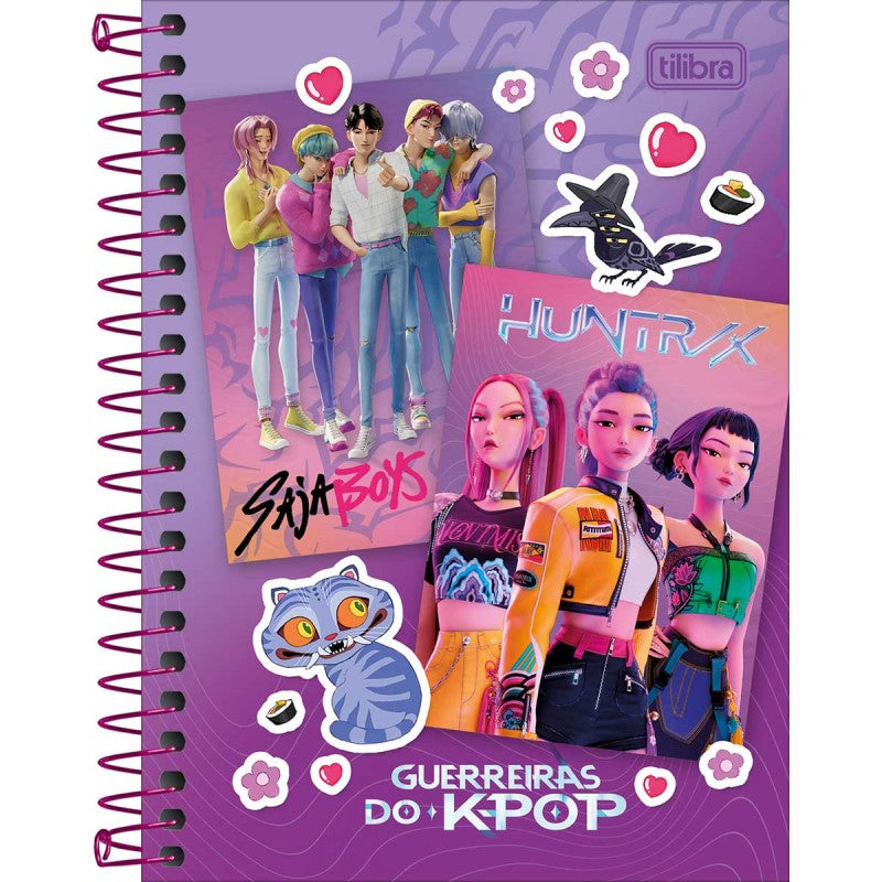 Caderneta Espiral Capa Dura 1/8 Guerreiras do K-Pop 80 Folhas - Sortido