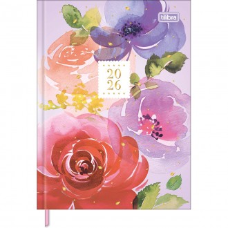 Agenda Costurada Diária 12,3 x 16,6 cm Feminine 2026 - Lilás - Bloom  you are - Sortido