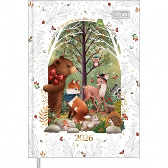 Agenda Costurada Petit Diária 10,5 x 14,8 cm Loveland 2026 - Fundo Branco - Floresta