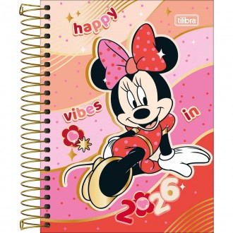 Agenda Espiral Diária 11,7 x 16,4 cm Minnie 2026 - Minnie Vibes - Sortido