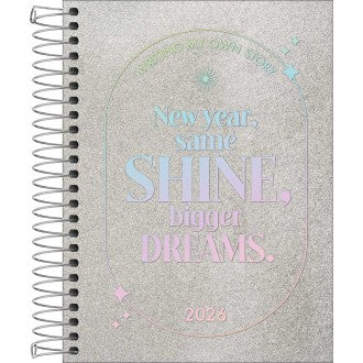 Agenda Espiral Diária 11,7 x 16,4 cm Shine 2026 - Prata