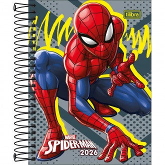 Agenda Espiral Diária 11,7 x 16,4 cm Spider-Man 2026 - Fundo Cinza