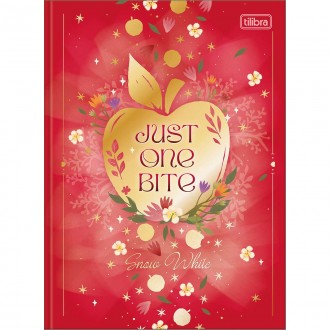 Caderno Brochura Capa Dura Colegial Branca de Neve 80F - Fundo Vermelho - Maça