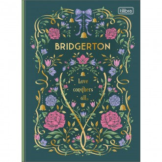 Caderno Brochura Capa Dura Colegial Bridgerton 80 Folhas - Love Conquers All Verde - Sortido