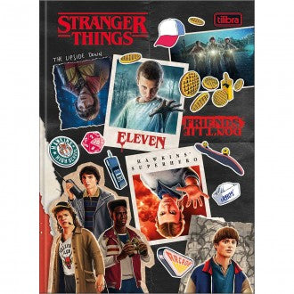 Caderno Brochura Capa Dura Colegial Stranger Things 160 Folhas - Sortido