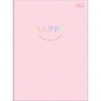 Caderno Brochura Capa Dura Universitário Happy 48 Folhas (Pacote com 5 unidades) - Sortido