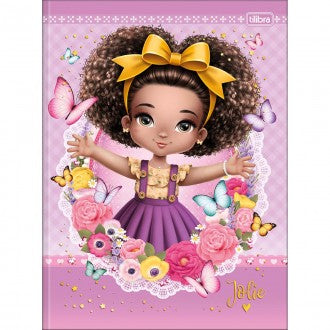 Caderno Brochura Capa Dura Universitário Jolie 80 Folhas - Jolie Negra Fundo Lilas - Sortido