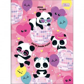 Caderno Brochura Capa Dura Universitário Lovely Friend 80 Folhas - Pandas - Fundo Rosa - Sortido