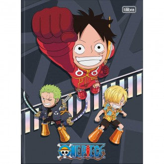 Caderno Brochura Capa Dura Universitário One Piece 80 Folhas - Capa 3 Cores - 3 Personagens - Sortido