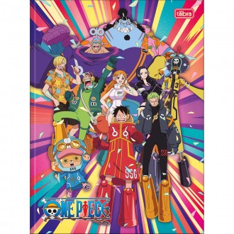 Caderno Brochura Capa Dura Universitário One Piece 80 Folhas - Capa Azul - Turma Voando - Sortido