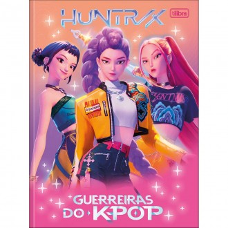 Caderno Brochura Universitário Guerreiras do K-Pop 80 Folhas - Capa Laranja E Rosa 3 Meninas - Sortido