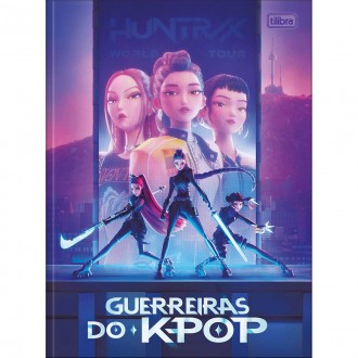 Caderno Brochura Universitário Guerreiras do K-Pop 80 Folhas - Capa Roxa 6 Personagens - Sortido