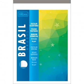 Caderno Colado ao Alto Brasil c/ Margem 50 Folhas (Pacote com 20 unidades)