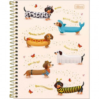 Caderno Espiral Capa Dura Colegial 10 Matérias Brownie 120 Folhas - Fundo Bege - Fantasias - Sortido