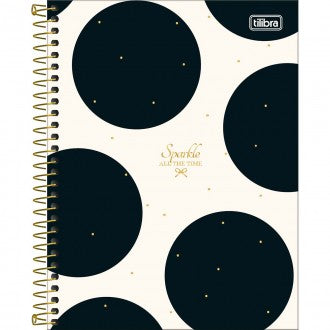 Caderno Espiral Capa Dura Colegial 10 Matérias West Village 160 Folhas - Fundo Branco Bolas Grandes - Sortido