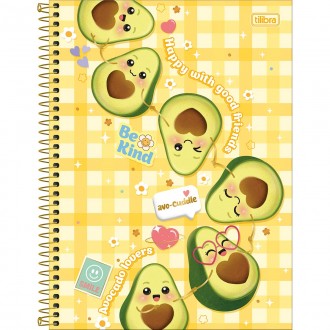 Caderno Espiral Capa Dura Universitário 1 Matéria Abacute 80 Folhas - Avocado Lovers - Amarelo - Sortido