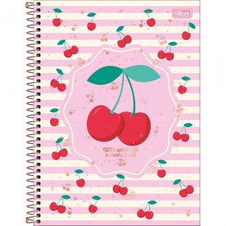 Caderno Espiral Capa Dura Universitário 1 Matéria Amarena 80 Folhas - Cereja Grande E Listras Rosa - Sortido