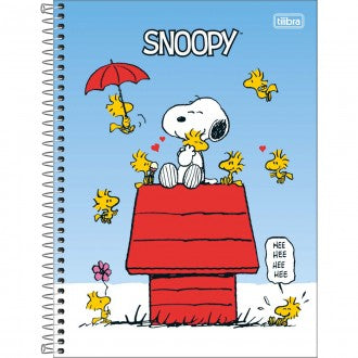 Caderno Espiral Capa Dura Universitário 1 Matéria Snoopy Fit 80 Folhas - Capa Azul Snoopy Casa Vermelha - Sortido
