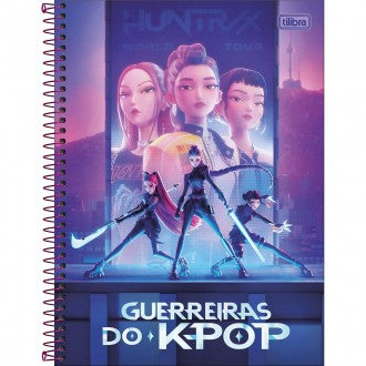 Caderno Espiral Capa Dura Universitário 10 Matérias Guerreiras do K-Pop 160 Folhas - Sortido
