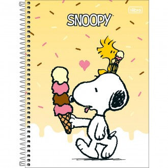 Caderno Espiral Capa Dura Universitário 10 Matérias Snoopy Fit 160 Folhas - Capa Amarela Snoopy Sorvete - Sortido