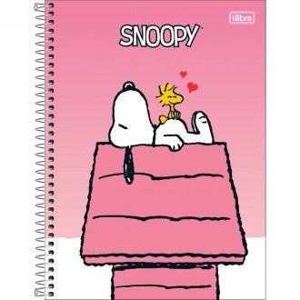 Caderno Espiral Capa Dura Universitário 10 Matérias Snoopy Fit 160 Folhas - Capa Rosa - Snoopy + Casa Rosa - Sortido