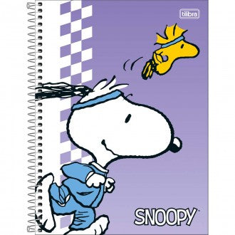 Caderno Espiral Capa Dura Universitário 10 Matérias Snoopy Fit 160 Folhas - Capa Roxa - Snoopy Correndo - Sortido