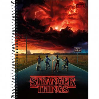 Caderno Espiral Capa Dura Universitário 10 Matérias Stranger Things 160 Folhas (Pacote com 4 unidades) - Sortido