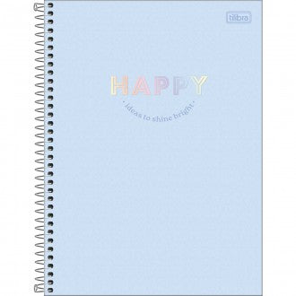 Caderno Espiral Capa Dura Universitário Connect 1 Matéria Happy 80 Folhas - Azul 2025 - Sortido