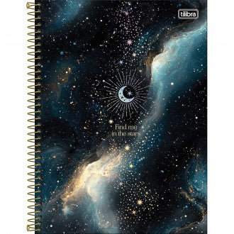 Caderno Espiral Capa Dura Universitário Connect 1 Matéria Magic 80 Folhas - Galaxia Fundo Preto - Sortido