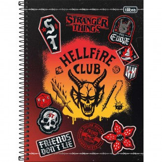 Caderno Espiral Capa Dura Universitário Connect 10 Matérias Stranger Things 160 Folhas - Hellfire Club