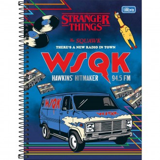 Caderno Espiral Capa Dura Universitário Connect 10 Matérias Stranger Things 160 Folhas - The Squawk Wsqk