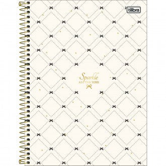 Caderno Espiral Capa Dura Universitário Connect 10 Matérias West Village 160 Folhas - Fundo Branco E Laços Pretos - Sortido