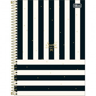 Caderno Espiral Capa Dura Universitário Connect 10 Matérias West Village 160 Folhas - Listras Brancas E Pretas - Sortido