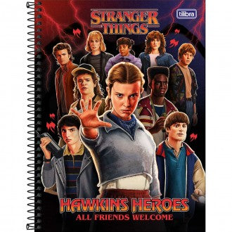 Caderno Espiral Capa Dura Universitário Connect 20 Matérias Stranger Things 320 Folhas - Sortido