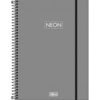 Caderno Espiral Capa Plástica Universitário 1 Matéria Neon Fit 80 Folhas - Capa Cinza - Sortido