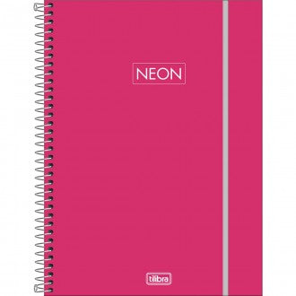Caderno Espiral Capa Plástica Universitário 10 Matérias Neon Fit 160 Folhas - Capa Pink - Sortido