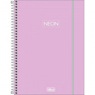 Caderno Espiral Capa Plástica Universitário 10 Matérias Neon Fit 160 Folhas - Capa Rosa Claro - Sortido