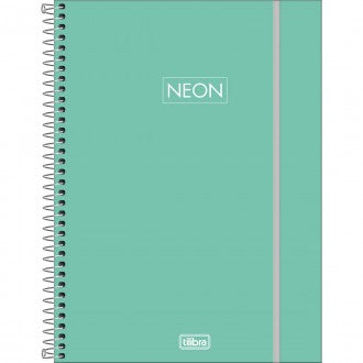 Caderno Espiral Capa Plástica Universitário 10 Matérias Neon Fit 160 Folhas - Capa Turquesa - Sortido