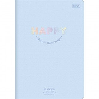 Planner Grampeado 17,8 x 25,4 cm Happy 90 G 2026 - Azul