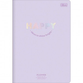 Planner Grampeado 17,8 x 25,4 cm Happy 90 G 2026 - Lilás