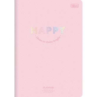 Planner Grampeado 17,8 x 25,4 cm Happy 90 G 2026 - Rosa