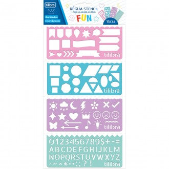 Régua Stencil Fun - Blister com 4 unidades